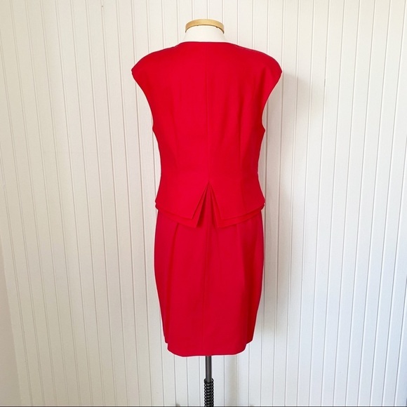 NWT Ted Baker Red Peplum Zip Front Career Dress Size 12 - Picture 4 of 11